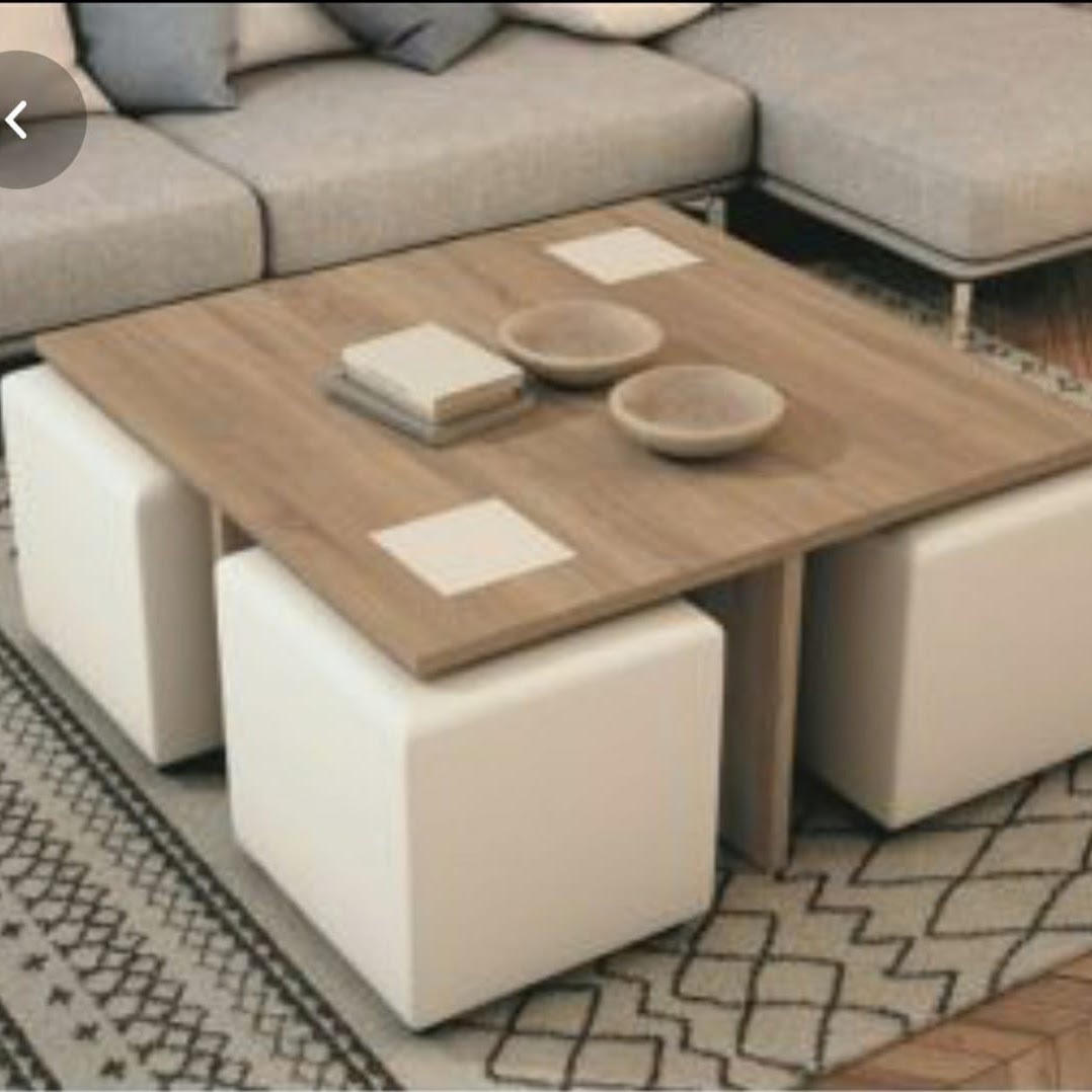 Coffee table with seating stools